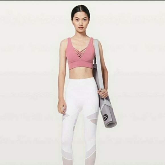 🌸AvaiLable💕inQuire🌸RARE♡Lululemon Strappy LongLine Plunge Cage Bra Moss Rose - Picture 9 of 11